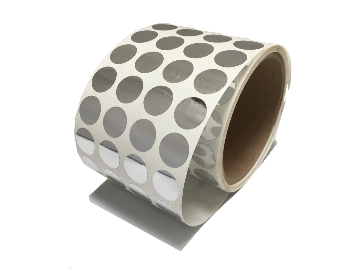 250 Bright TamperVoid® Metallic Silver Tamper-Evident Security Labels Seal Sticker, Round/ Circle 0.5" diameter (13mm).