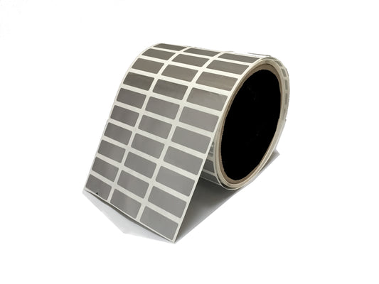 1,000 Bright TamperVoid® Metallic Silver Tamper-Evident Security Labels Seal Sticker, Rectangle 1" x 0.375" (25mm x 9mm).