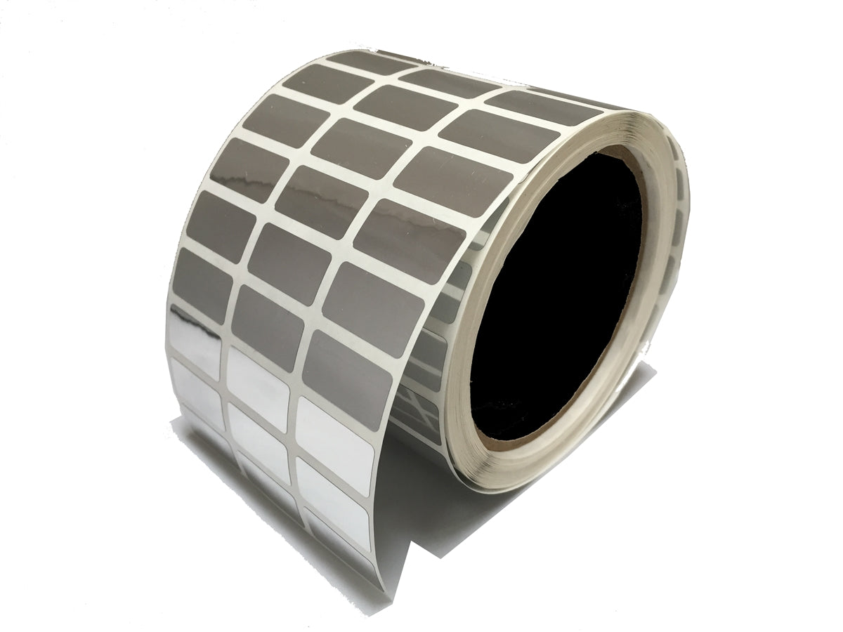 2,000 Bright TamperVoid Metallic Silver Tamper-Evident Security Labels Seal Sticker, Rectangle 1" x 0.5" (25mm x 13mm).