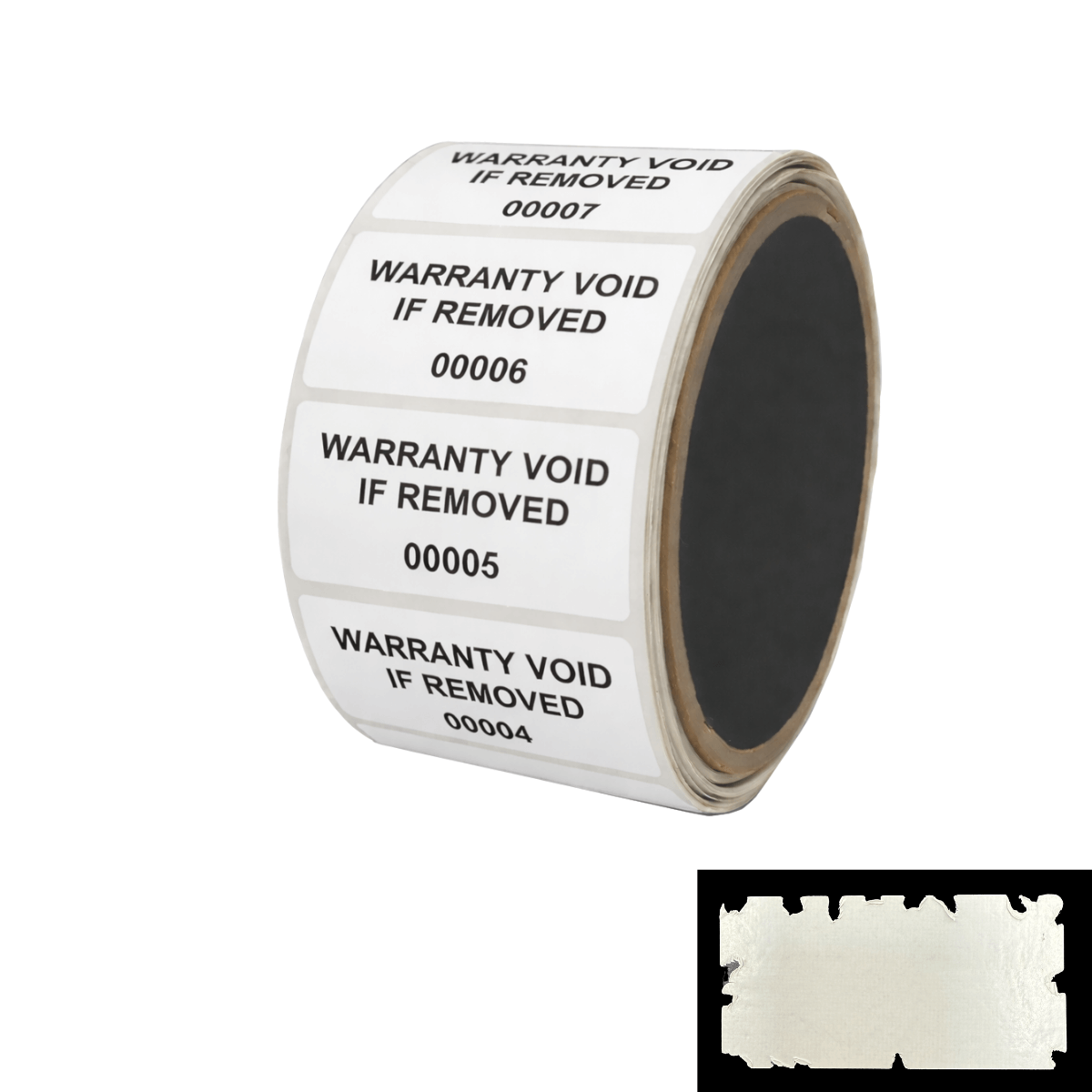 2,000 White Destructible Security Labels, Rectangle 2" x 1" (51mm x 25mm), Custom Print. >Click on item details to customize it.