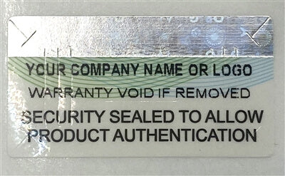 2,000 Security Label with Holographic Stripe Partially Destructible Size 1.3" x 0.7" (34mm x 18mm ). >Click on item details to customize.