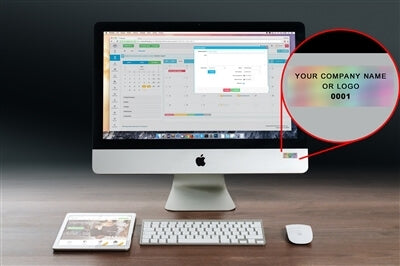 1,000 Custom Printed Asset Identification Security Stickers with Holographic Rainbow Finish Size 1.5" x 0.6" (38mm x 15mm) >Click on item details to customize.