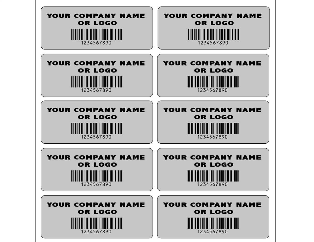 1,000 Custom Printed Asset Identification Security Stickers with Silver Matte Finish Size 1.5" x 0.6" (38mm x 15mm) >Click on item details to customize.