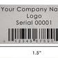 1,000 Custom Printed Asset Identification Security Stickers with Silver Matte Finish Size 1.5" x 0.6" (38mm x 15mm) >Click on item details to customize.