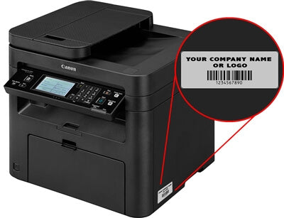 1,000 Custom Printed Asset Identification Security Stickers with Silver Matte Finish Size 1.5" x 0.6" (38mm x 15mm) >Click on item details to customize.