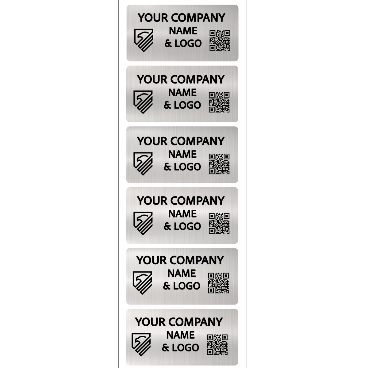 500 Silver Matte Asset Identification Security Labels 2" x 1" (51mm x 25mm), Custom Print. >Click on item details to customize it.