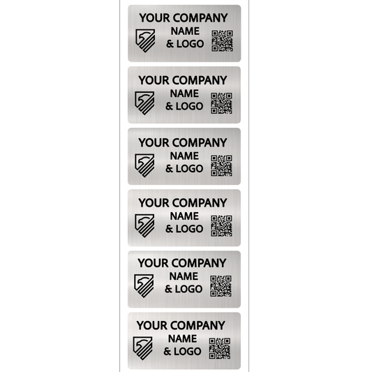 250 Custom Printed Asset Identification Security Stickers with Silver Matte Finish Size 2" x 1" (51mm x 25mm) >Click on item details to customize.