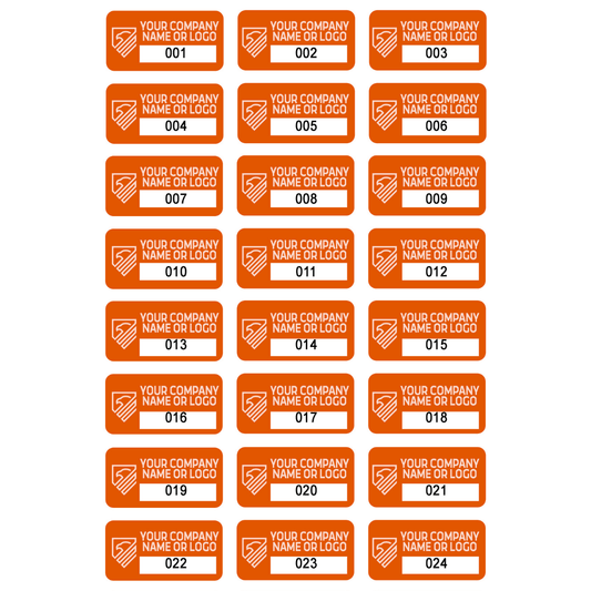 500 Custom Printed Two Colors Asset Identification Tags 1" x 0.5" (25mm x 13mm) >Click on item details to customize.