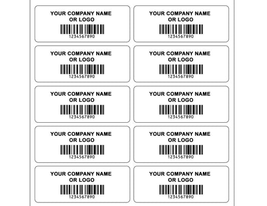 1,000 Custom Printed Asset Identification Security Stickers White Color Size 1.5" x 0.6" (38mm x 15mm) >Click on item details to customize.