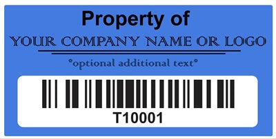 10,000 Custom Printed Two Colors Asset Identification Tags 1.5" x 0.6" (38mm x 15mm) >Click on item details to customize.