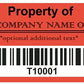 10,000 Custom Printed Two Colors Asset Identification Tags 1.5" x 0.6" (38mm x 15mm) >Click on item details to customize.