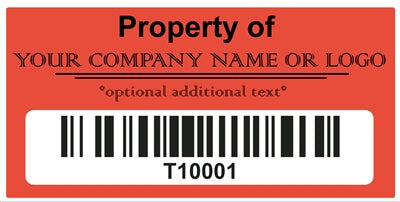 10,000 Custom Printed Two Colors Asset Identification Tags 1.5" x 0.6" (38mm x 15mm) >Click on item details to customize.