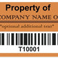 500 Custom Printed Two Colors Asset Identification Tags 1.5" x 0.6" (38mm x 15mm) >Click on item details to customize.