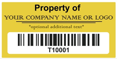 10,000 Custom Printed Two Colors Asset Identification Tags 1.5" x 0.6" (38mm x 15mm) >Click on item details to customize.