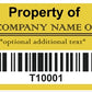 5,000 Custom Printed Two Colors Asset Identification Tags 1.5" x 0.6" (38mm x 15mm) >Click on item details to customize.