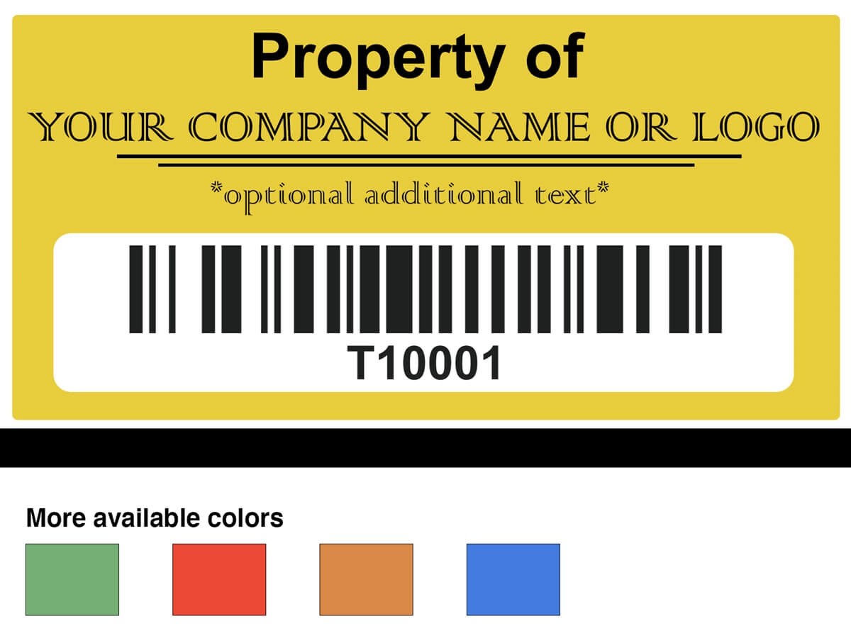 2,000 Custom Printed Two Colors Asset Identification Tags 1.5" x 0.6" (38mm x 15mm) >Click on item details to customize.