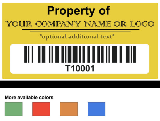 2,000 Custom Printed Two Colors Asset Identification Tags 1.5" x 0.6" (38mm x 15mm) >Click on item details to customize.