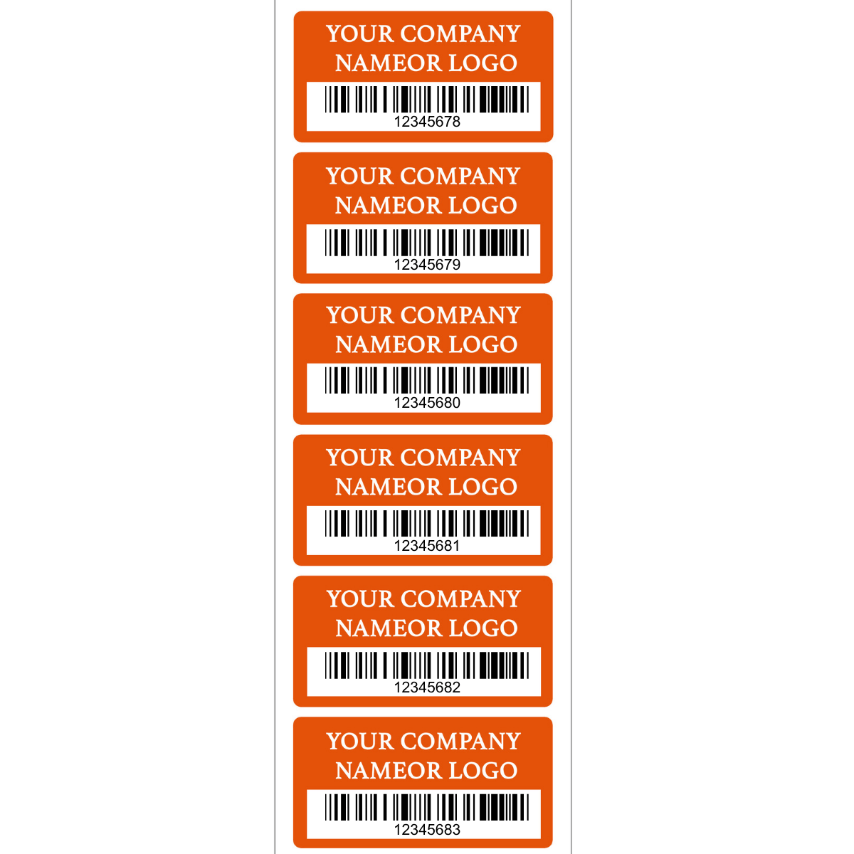 10,000 Custom Printed Two Colors Asset Identification Tags 2" x 1" (51mm x 25mm) >Click on item details to customize.
