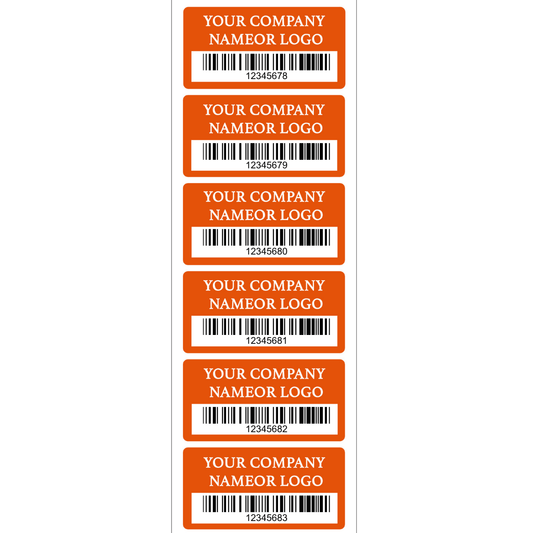 500 Custom Printed Two Colors Asset Identification Tags 2" x 1" (51mm x 25mm) >Click on item details to customize.