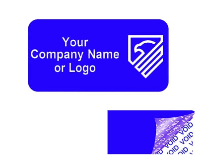 5,000 TamperColor® Blue Custom Printed Security Labels: Tamper Evident, Rectangle 1" x 0.5" (25mm x 13mm) >Click on item details to customize.