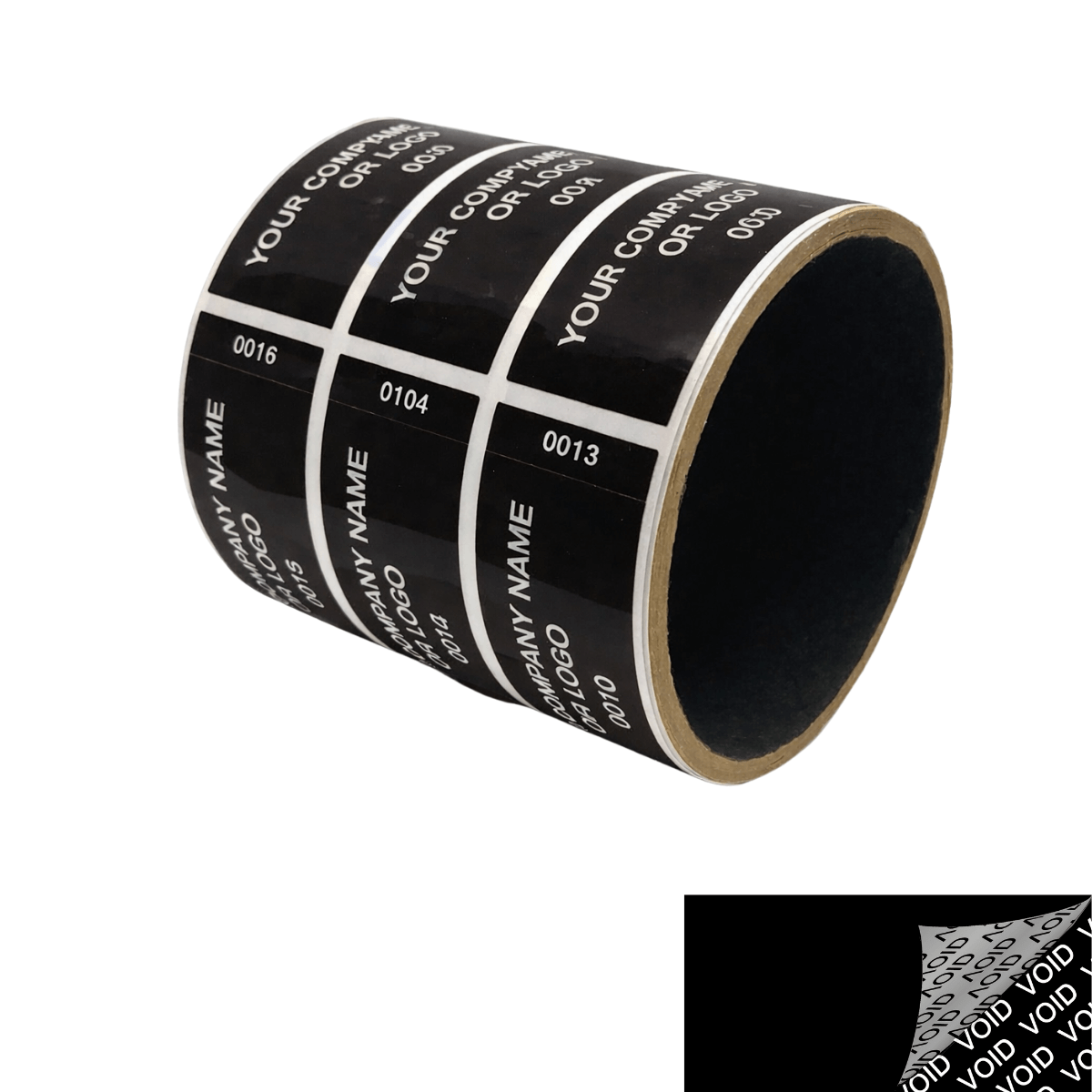 1,000 TamperColor® Black Custom Printed Security Labels: Tamper Evident, Rectangle 2.75" x 1" (70mm x 25mm) >Click on item details to customize.
