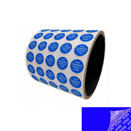 500 TamperColor® Blue Custom Printed Security Labels: Circle 0.5" (13mm) >Click on item details to customize.