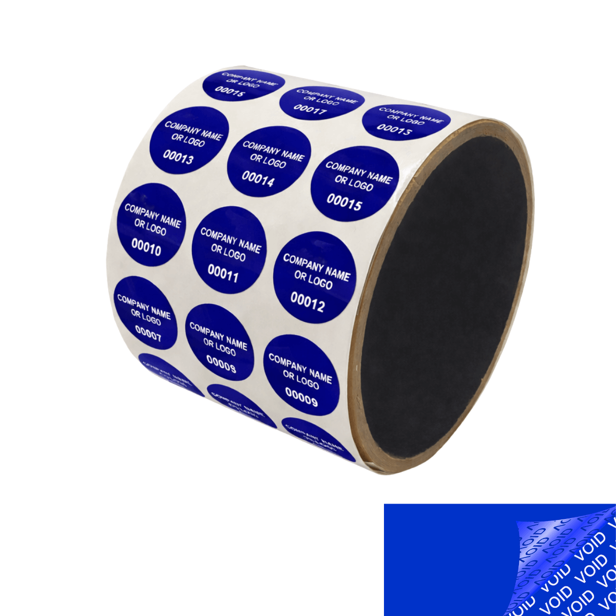 250 Blue TamperColor® Tamper Evident Security Label Seal Sticker, Circle 0.75" (19mm). Custom Print. >Click on item details to customize it.