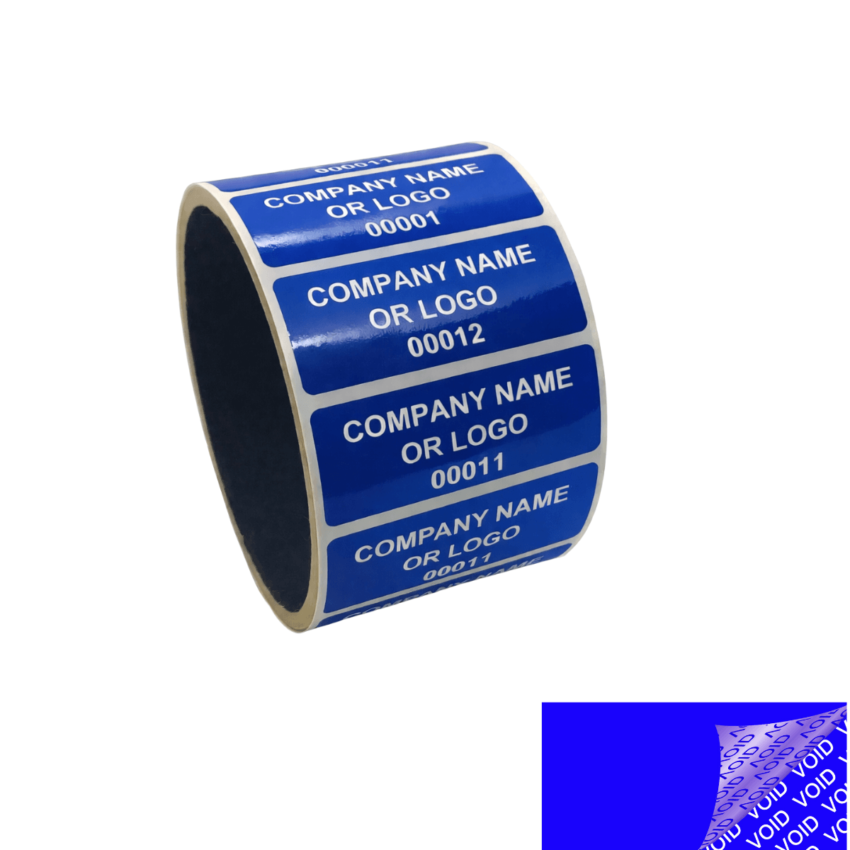 2,000 Custom-Print Blue TamperColor Security Labels, Rectangle 2
