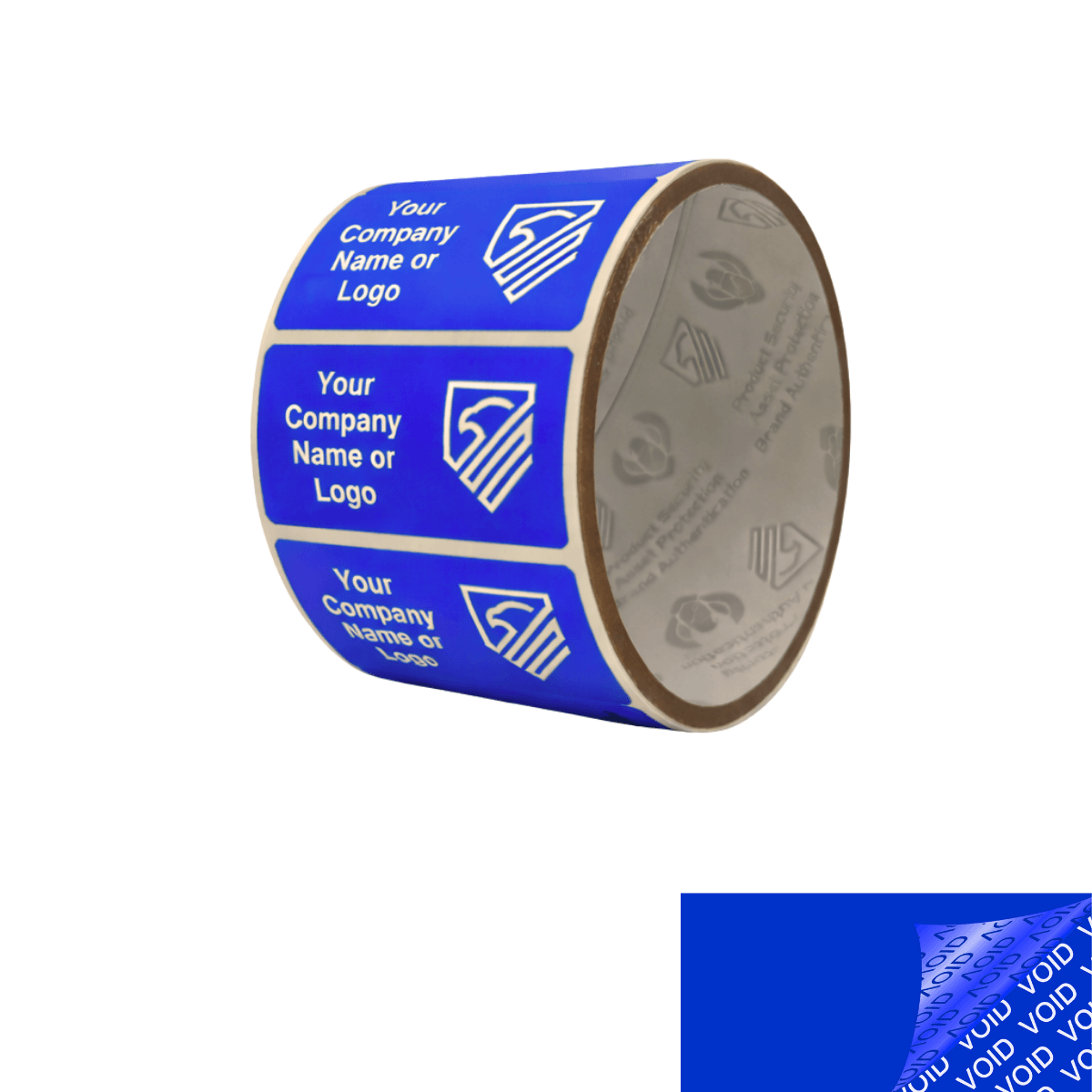250 Blue TamperColor® Tamper Evident Security Label Seal Sticker, Rectangle 2" x 1" (51mm x 25mm). Custom Print. >Click on item details to customize it.