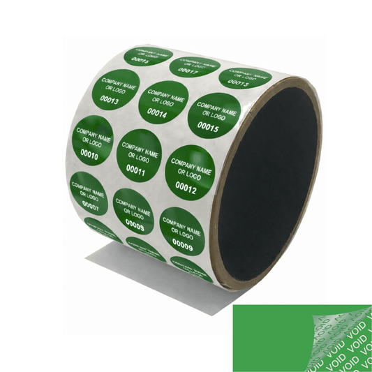 250 Green TamperColor® Tamper Evident Security Label Seal Sticker, Circle 0.75" (19mm). Custom Print. >Click on item details to customize it.