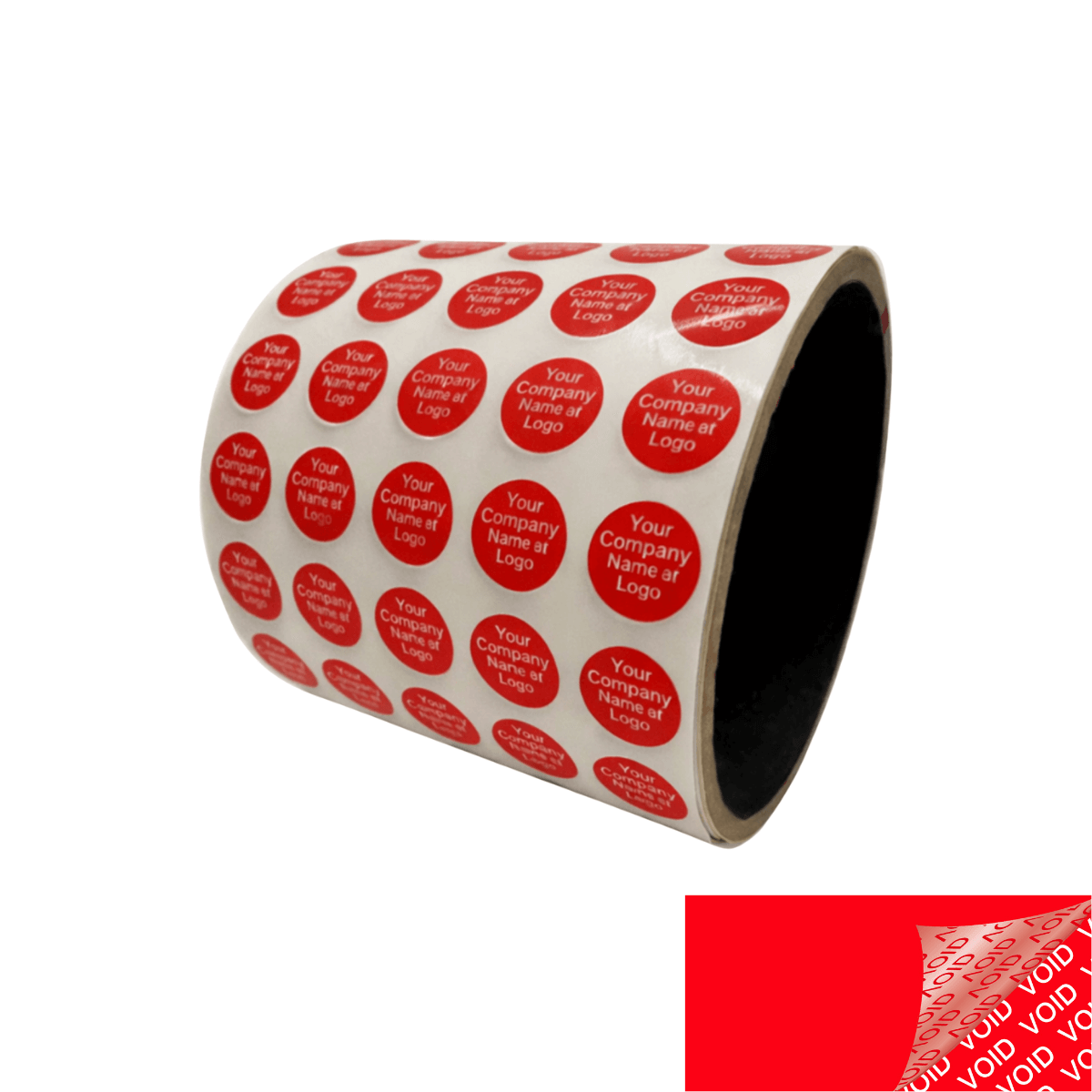 5,000 TamperColor® Red Custom Printed Security Labels: Tamper Evident, Circle 0.5" (13mm) >Click on item details to customize.