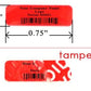 250 TamperColor® Red Custom Printed Security Labels: Tamper Evident, Rectangle 0.75" x 0.25" (19mm x 6mm) >Click on item details to customize.