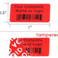 500 TamperColor® Red Custom Printed Security Labels: Tamper Evident, Rectangle 1" x 0.5" (25mm x 13mm) >Click on item details to customize.