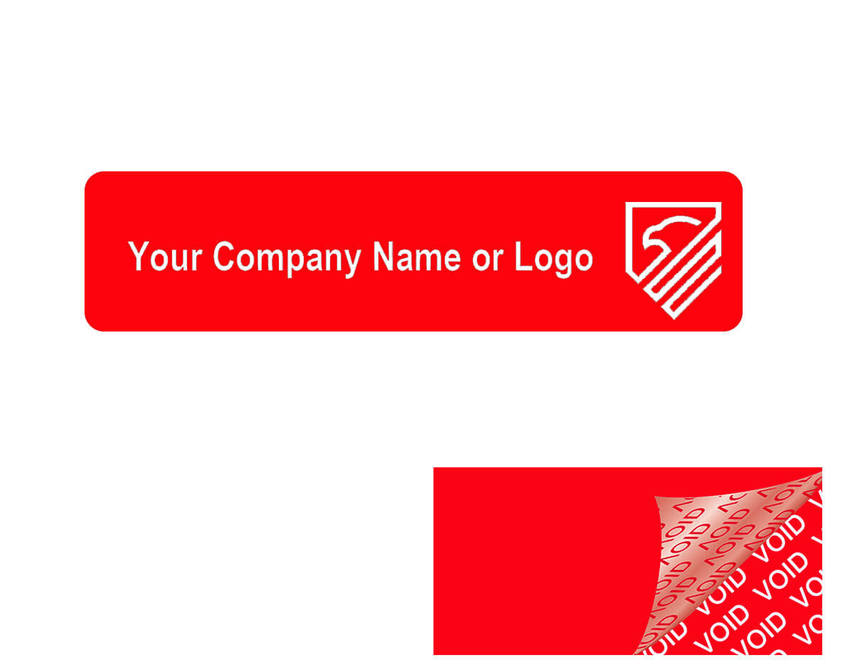 5,000 Red TamperColor® Tamper Evident Security Label Seal Sticker, Rectangle 2" x 0.5" (51mm x 13mm). Custom Print. >Click on item details to customize it.