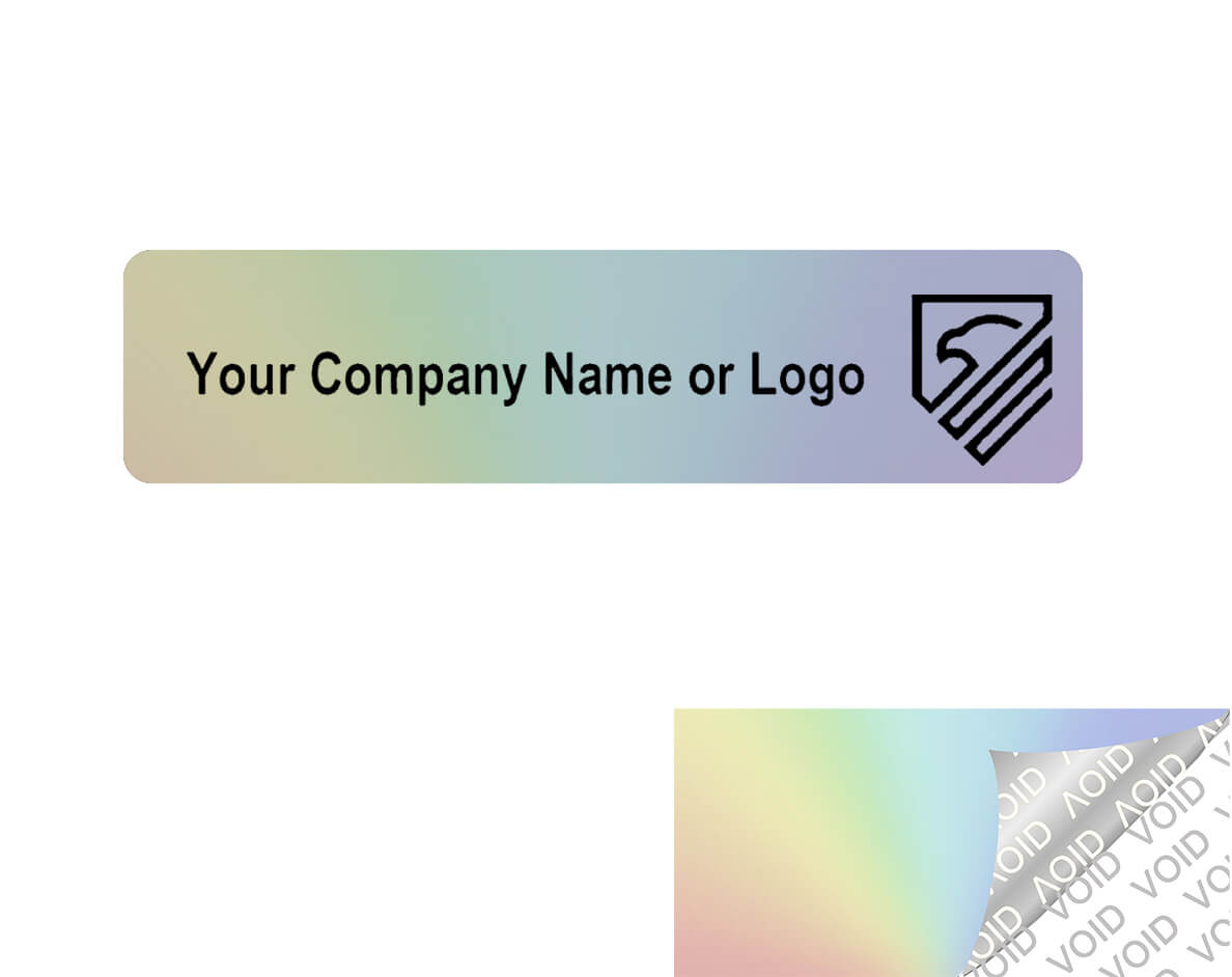 250 Rainbow TamperColor® Tamper Evident Security Label Seal Sticker, Rectangle 2" x 0.5" (51mm x 13mm). Custom Print. >Click on item details to customize it.
