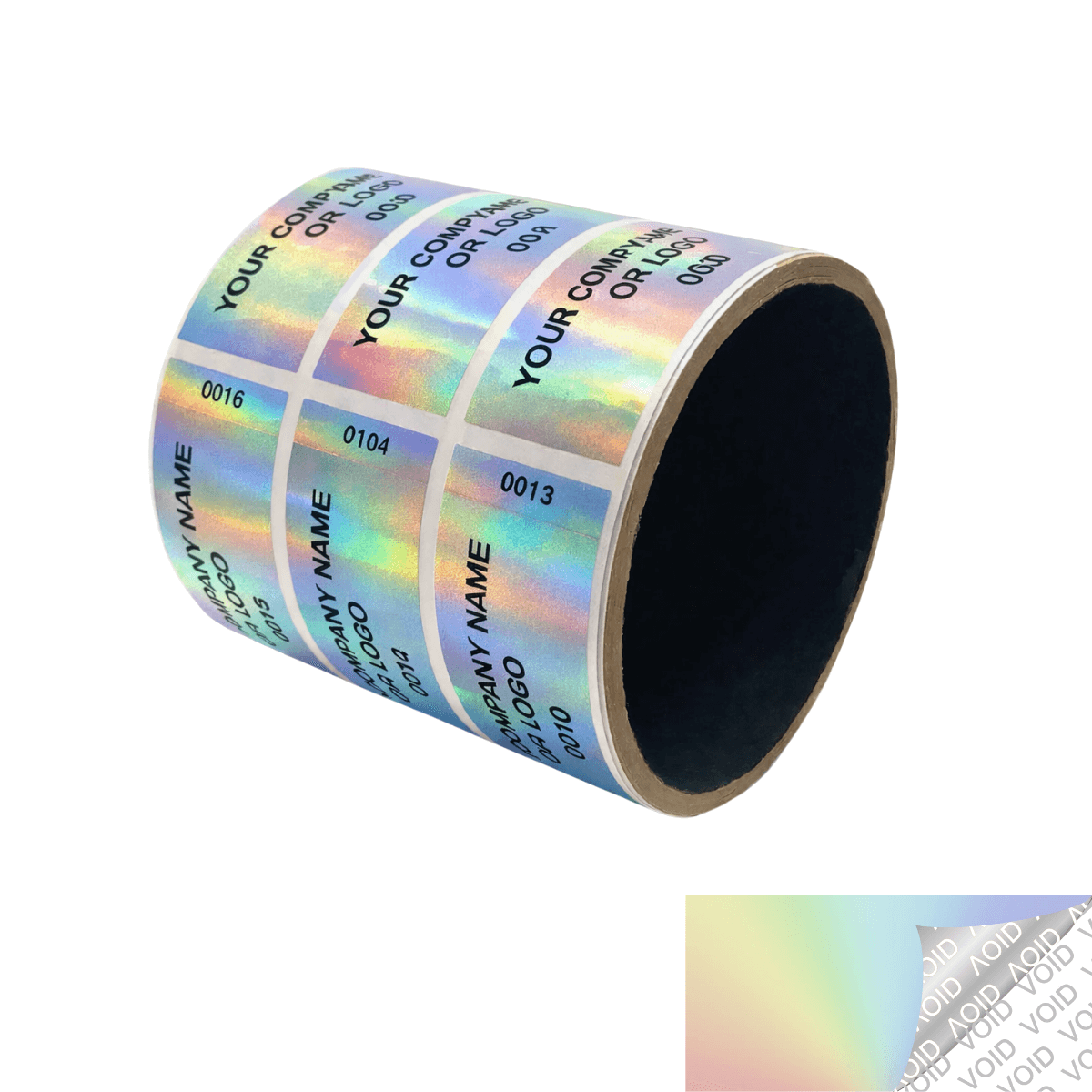 10,000 TamperColor® Holographic Rainbow Color/ Finish Custom Printed Security Labels: Tamper Evident, Rectangle 2.75" x 1" (70mm x 25mm) >Click on item details to customize.