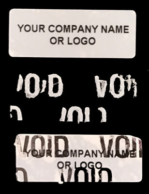250 TamperColor® White Custom Printed Security Labels: Tamper Evident, Rectangle 0.75" x 0.25" (19mm x 6mm) >Click on item details to customize.