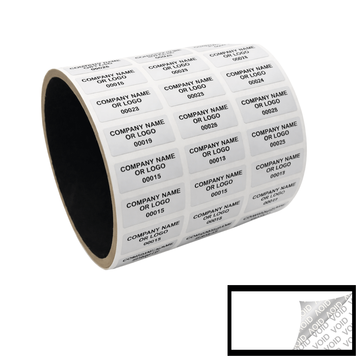 500 White TamperColor® Tamper Evident Security Label Seal Sticker, Rectangle 1"x 0.375" (25mm x 9mm). Custom Print. >Click on item details to customize it.