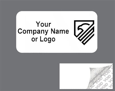 10,000 TamperColor® White Custom Printed Security Labels: Tamper Evident, Rectangle 1" x 0.5" (25mm x 13mm) >Click on item details to customize.