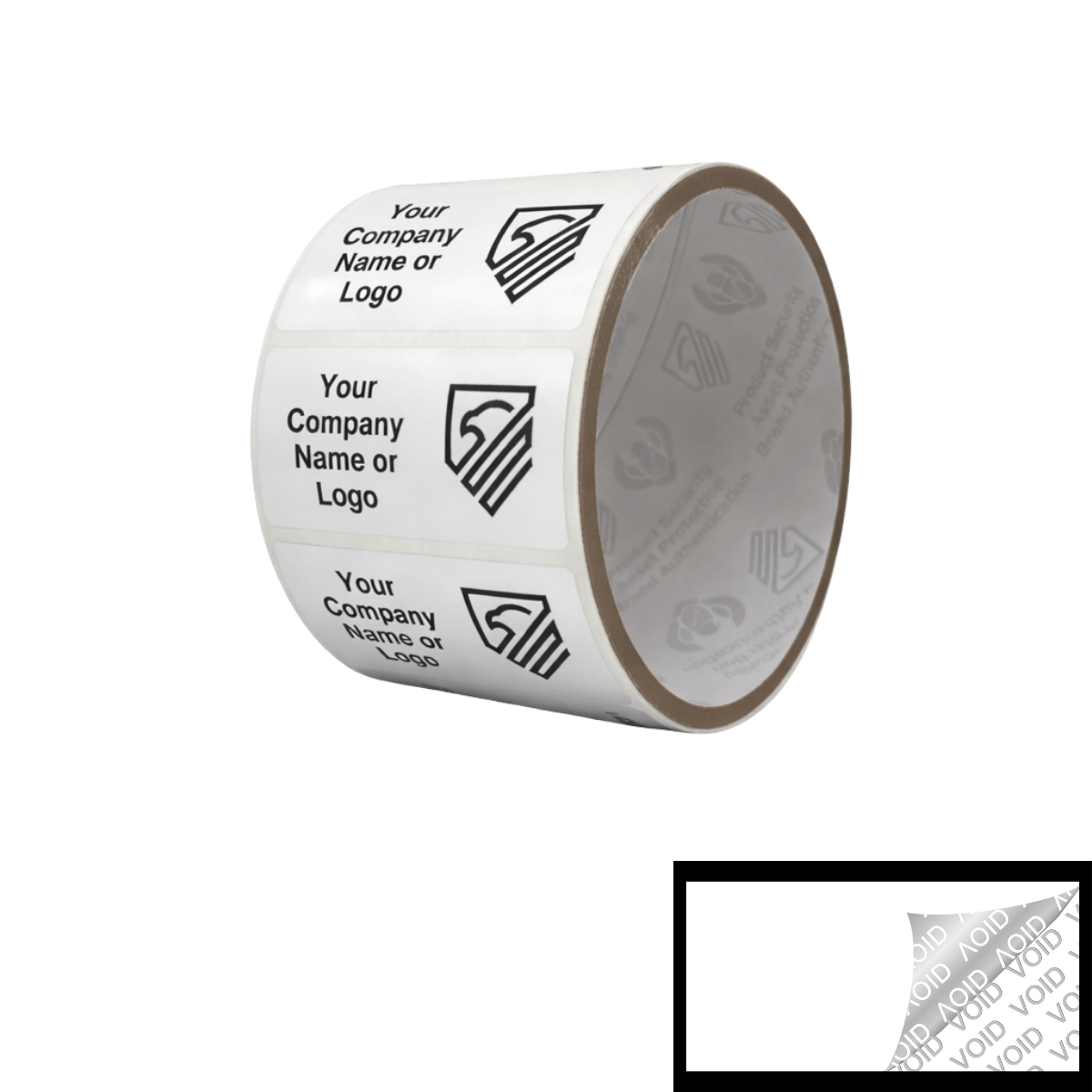 500 White TamperColor® Tamper Evident Security Label Seal Sticker, Rectangle 2" x 1" (51mm x 25mm). Custom Print. >Click on item details to customize it.