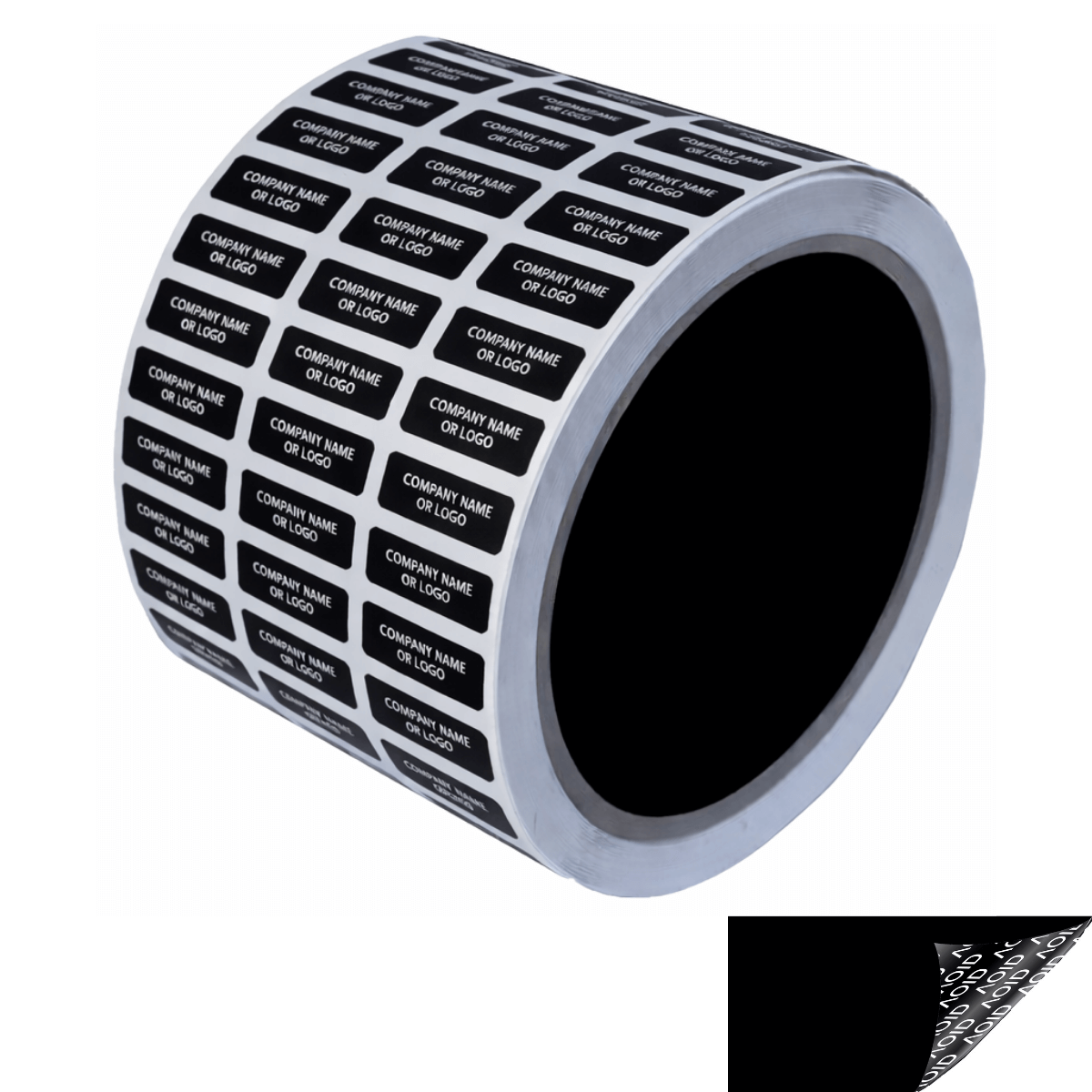 1,000 Black TamperGuard® Tamper Evident Security Label Seal Sticker Non Residue, Rectangle 0.75" x 0.25" (19mm x 6mm). Custom Print. >Click on item details to customize it.