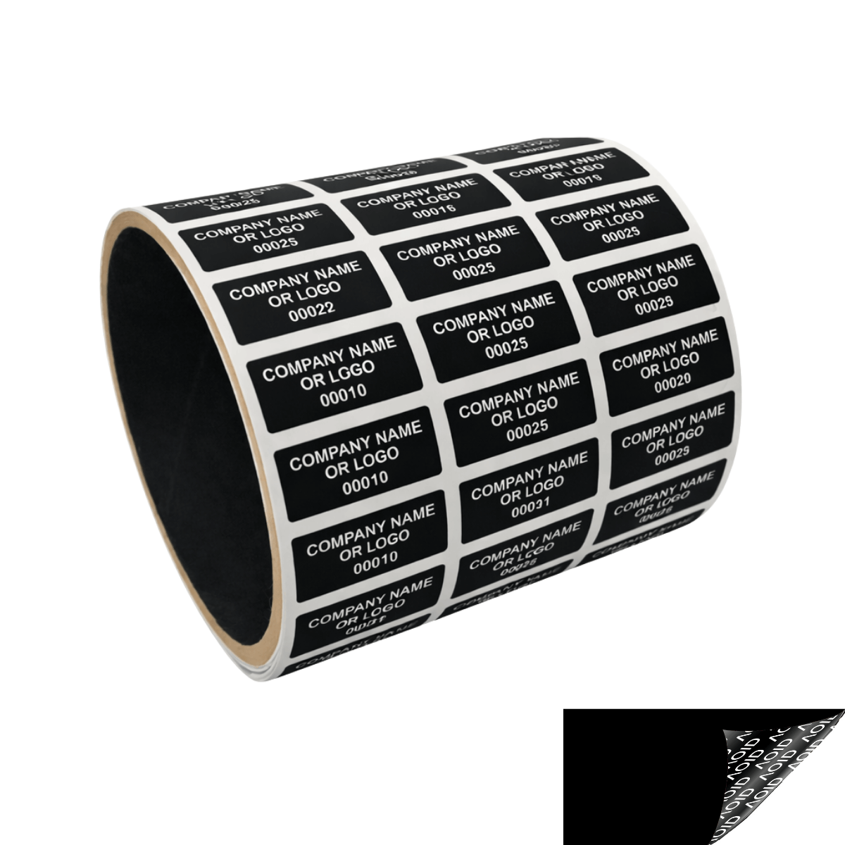 250 Black TamperGuard® Tamper Evident Security Label Seal Sticker Non Residue, Rectangle 1"x 0.375" (25mm x 9mm). Custom Print. >Click on item details to customize it.