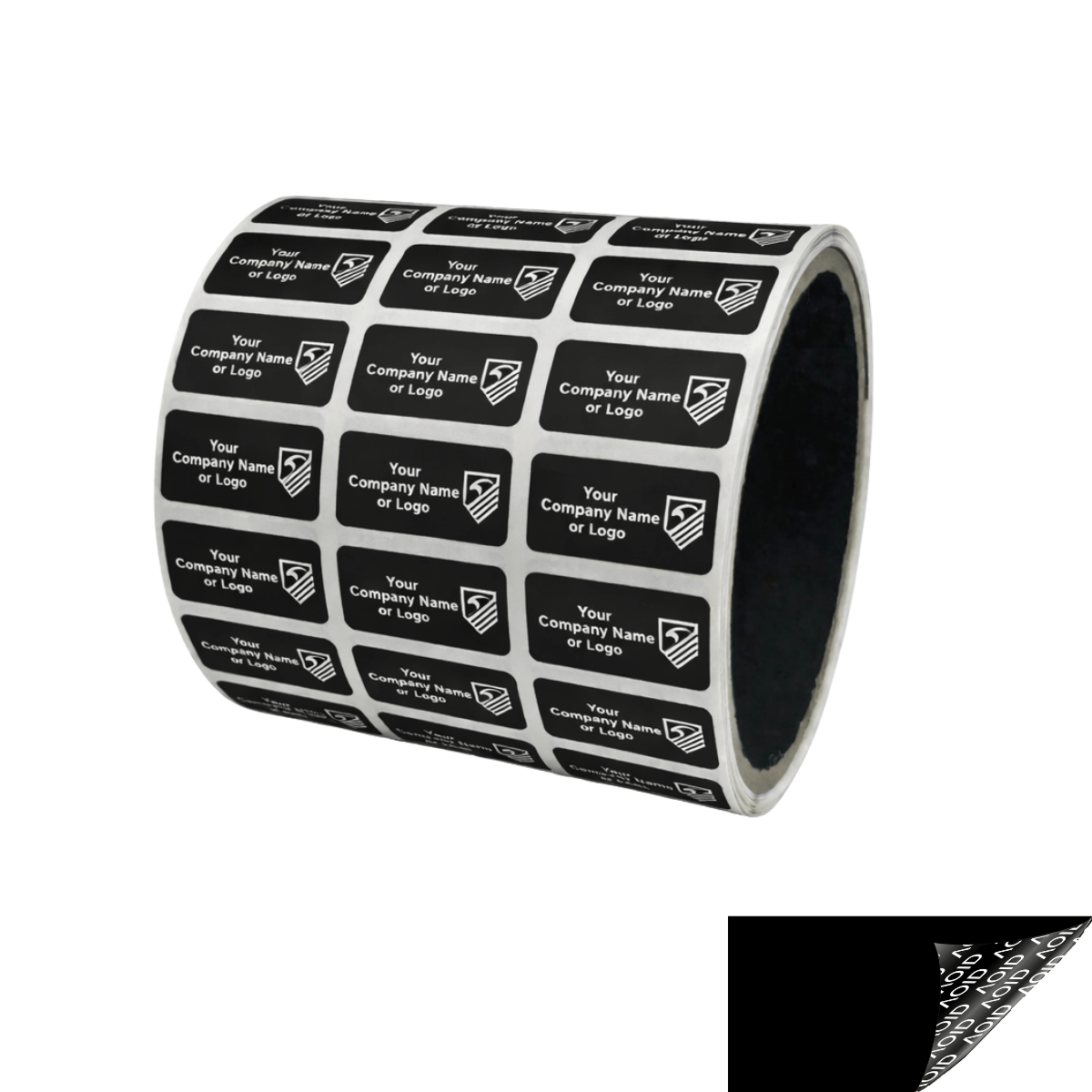 250 Black TamperGuard® Tamper Evident Security Label Seal Sticker Non Residue, Rectangle 1"x 0.5" (25mm x 13mm). Custom Print. >Click on item details to customize it.