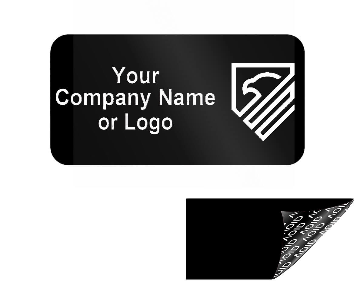 1,000 Black TamperGuard® Tamper Evident Security Label Seal Sticker Non Residue, Rectangle 1"x 0.5" (25mm x 13mm). Custom Print. >Click on item details to customize it.