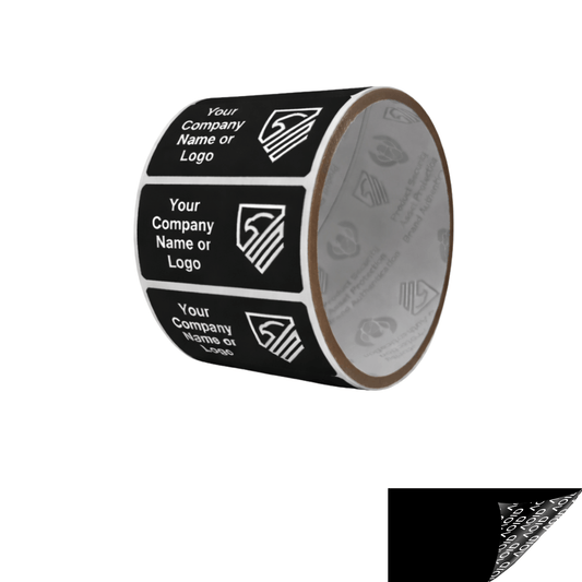 10,000 Non Residue Black Tamper-Evident Stickers TamperGuard® Security Label Seal , Rectangle 2" x 1" (51mm x 25mm) >Click on item details to customize.
