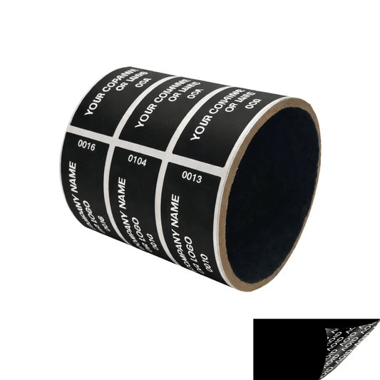 250 Non Residue Black Tamper-Evident Stickers TamperGuard® Security Label Seal , Rectangle 2.75" x 1" (70mm x 25mm) >Click on item details to customize.