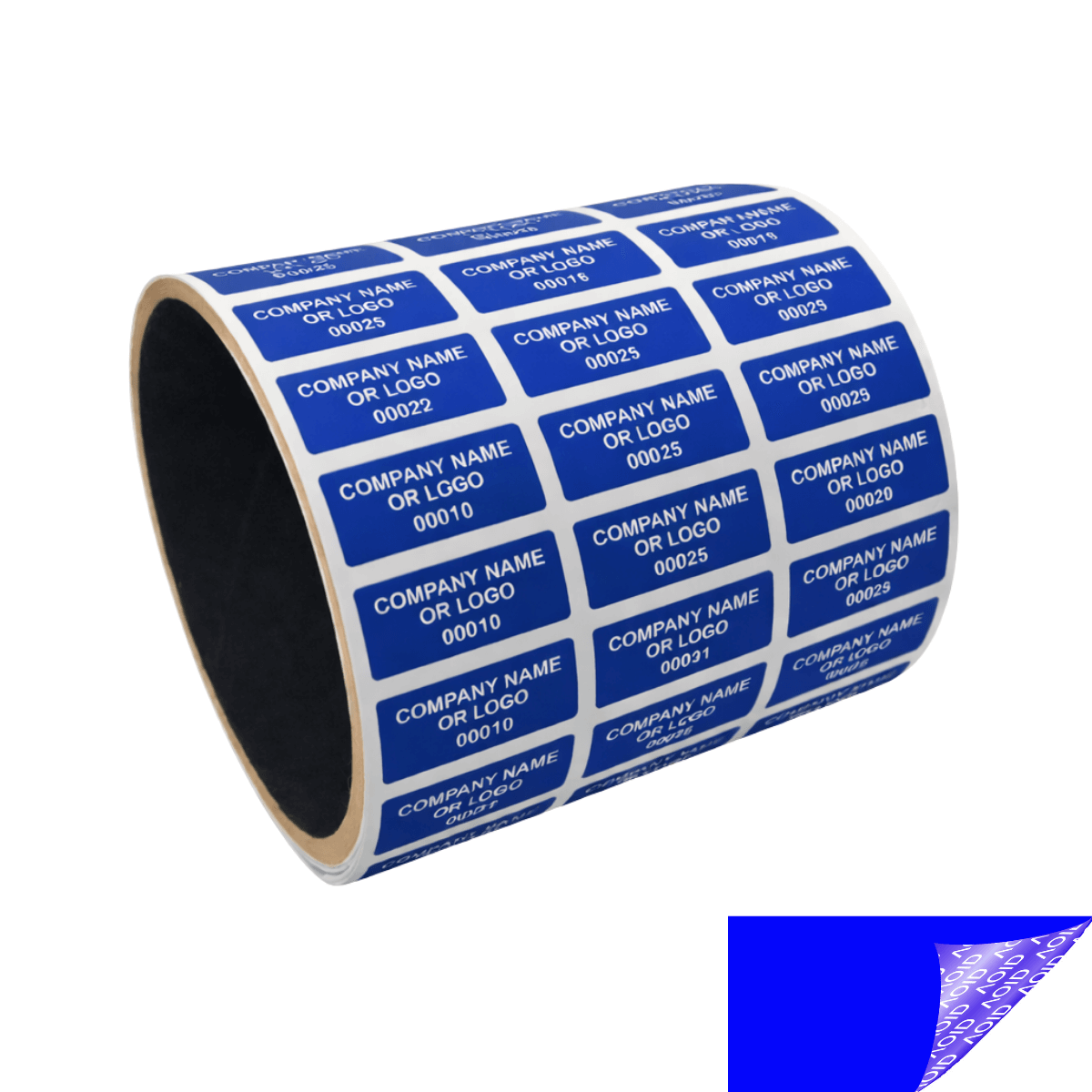 250 Blue TamperGuard® Tamper Evident Security Label Seal Sticker Non Residue, Rectangle 1"x 0.375" (25mm x 9mm). Custom Print. >Click on item details to customize it.