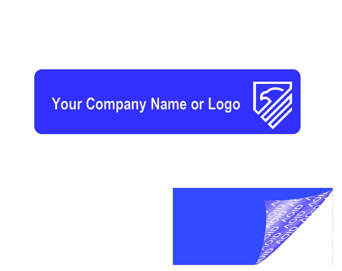 1,000 Non Residue Blue Tamper-Evident Stickers TamperGuard® Security Label Seal , Rectangle 2" x 0.5" (51mm x 13mm) >Click on item details to customize.