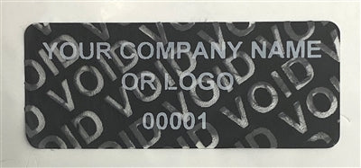 2,000 Non Residue Black Tamper-Evident Stickers TamperGuard® Security Label Seal , Rectangle 1.5" x 0.6" (38mm x 15mm) >Click on item details to customize.