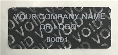1,000 Non Residue Black Tamper-Evident Stickers TamperGuard® Security Label Seal , Rectangle 1.5" x 0.6" (38mm x 15mm) >Click on item details to customize.